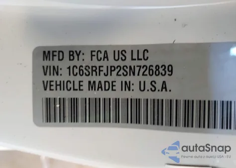 2025 Ram 1500 Laramie 4X4 5'7 Box from USA, damaged, VIN 1C6SRFJP2SN726839